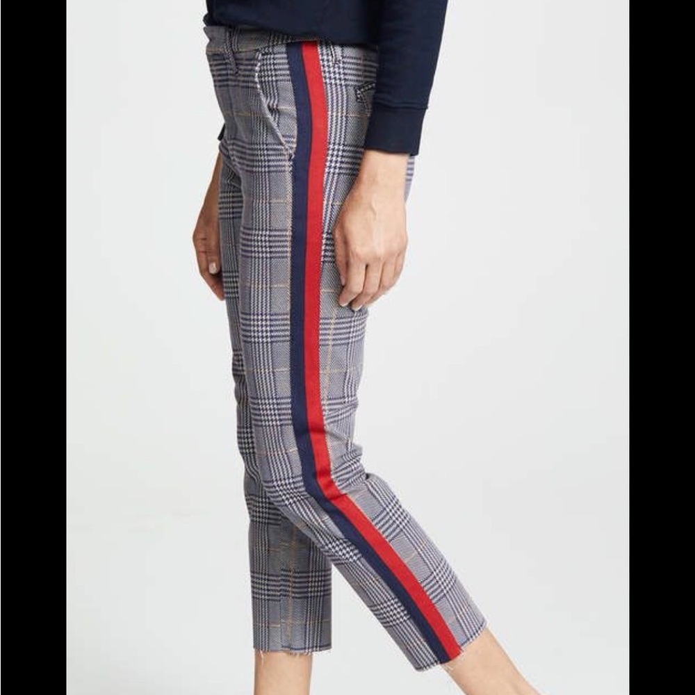 MOTHER shaker prep trouser plaid stripe ankle pant
